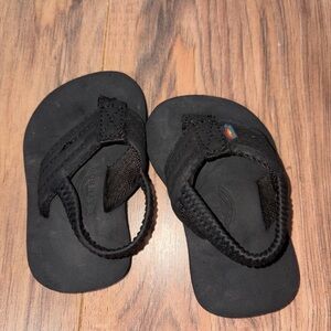 Rainbow black leather strap sandals unisex toddler/baby size 3/4
